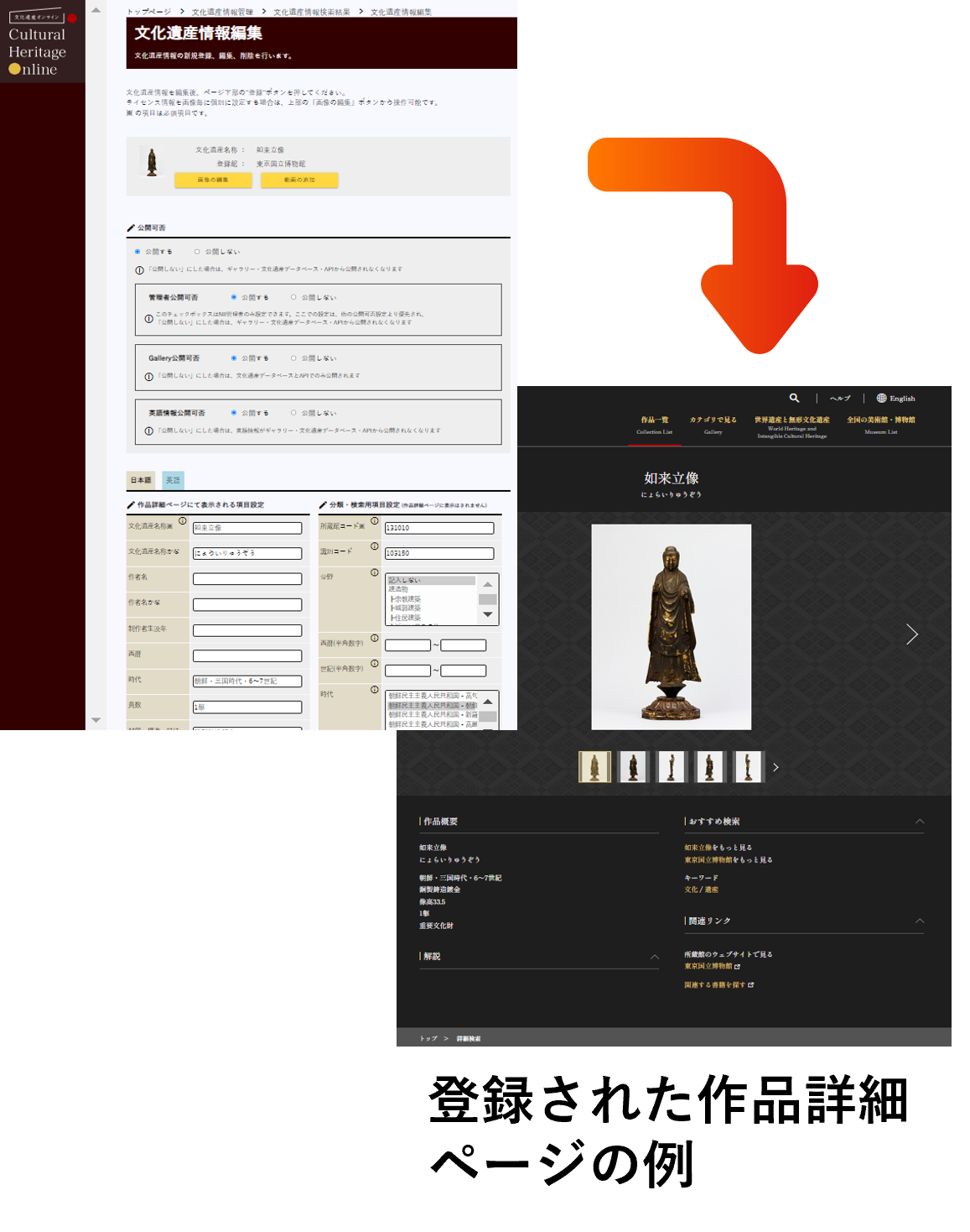 登録された作品詳細ページの例